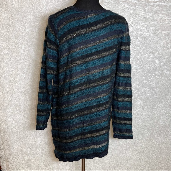Chico’s Women’s Soft Metallic Striped Long Sleeve Sweater - Picture 3 of 8
